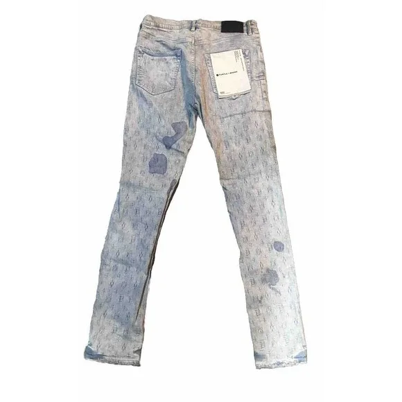 Purple Brand Jacquard monogram Denim Slim Fit Low Rise Jeans 31 POO1 - Picture 3 of 16